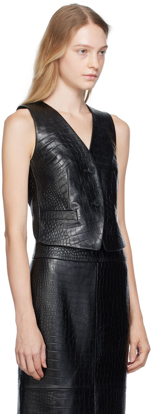 Жилетка Helmut Lang Helmut Lang Embossed Leather Vest Черно | N06HW104, 1