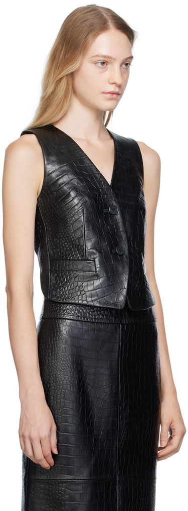 Жилетка Helmut Lang Helmut Lang Embossed Leather Vest Черно | N06HW104, 1