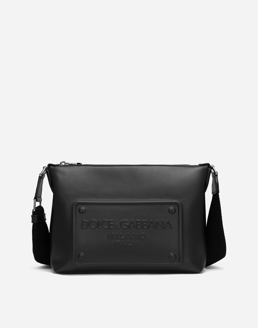 Чанта през рамо Dolce & Gabbana Calfskin Crossbody Bag With Raised Logo Черно | BM2265AG21880999