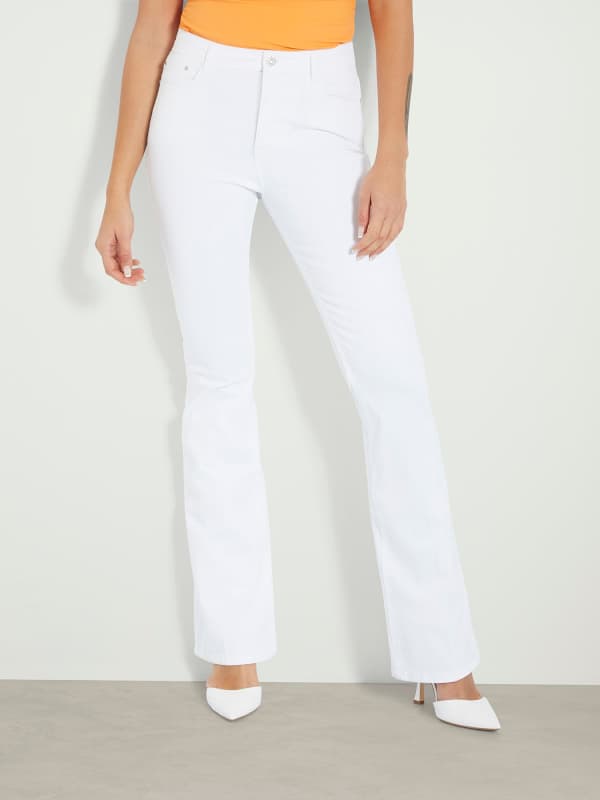 Панталони GUESS Mid Rise Flare Denim Pant Бяло | W4GA0LD4MW4, 0