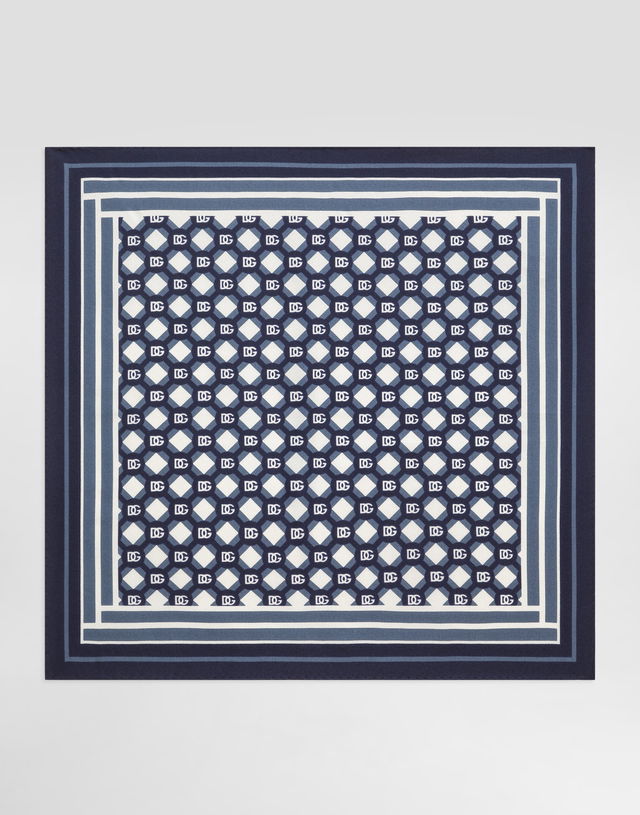 Dolce & Gabbana Silk Pocket Square with Micro-Design and Logo Print