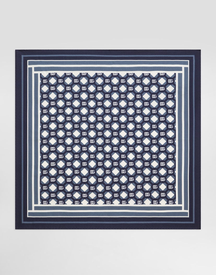 Шал Dolce & Gabbana Dolce & Gabbana Silk Pocket Square with Micro-Design and Logo Print Синьо | GR412EG0WUWHH8PB