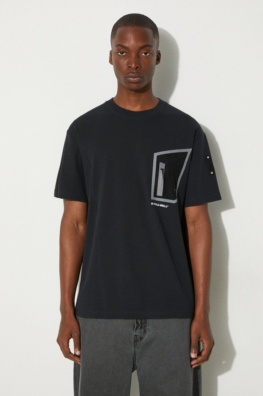 Тениска A-COLD-WALL* Technical Polygon T-Shirt With Print Черно | ACWMTS089., 0
