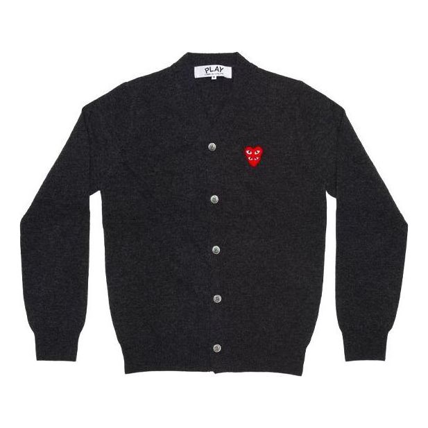 Пуловер Comme des Garçons Cardigan With Red Emblem Сиво | AZ-N076-051-2