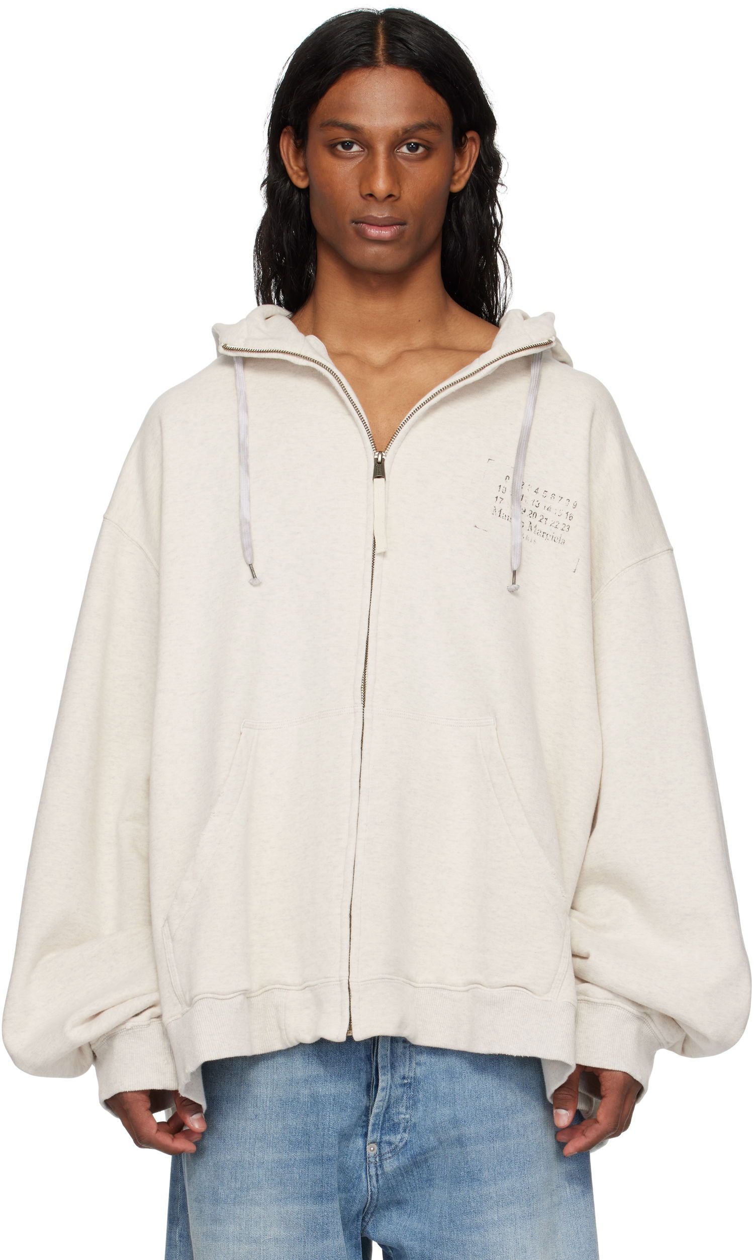Суитчър Maison Margiela Maison Margiela Stamp Logo Zip Hoodie Бежово | S50HG0048 S25614, 0