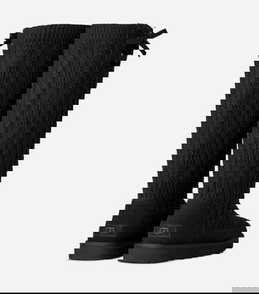 Кецове и обувки UGG Classic Tall Cabelle Knit Boots Черно | 1174579-BLK, 3