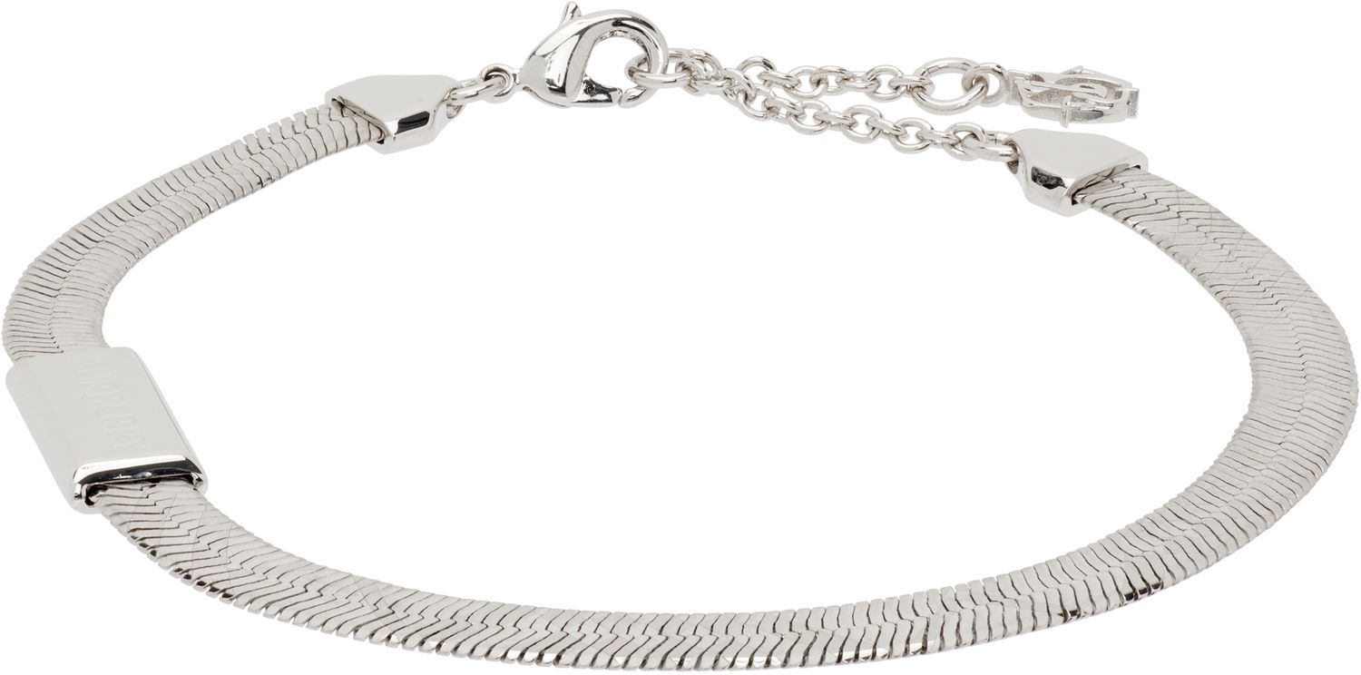 Гривна Burberry Engraved Check Snake Chain Bracelet Металик | 8122526, 0