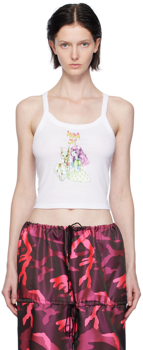 Graphic Print Cropped Tank Top