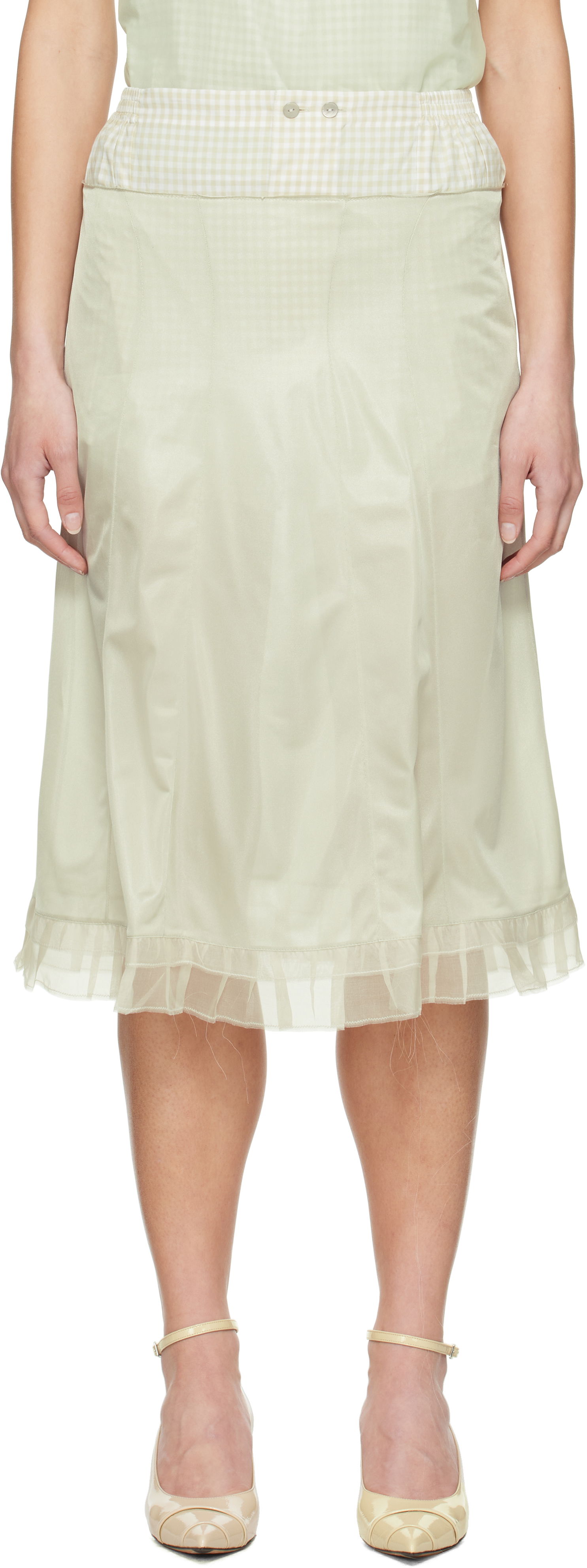 Пола Maison Margiela Maison Margiela 'Anonymity Of The Lining' Midi Skirt Зелено | S51ME0030 MTJ022, 0