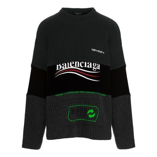 Пуловер Balenciaga Balenciaga Political Campaign Panelled Sweater Сиво | 675293T32011281