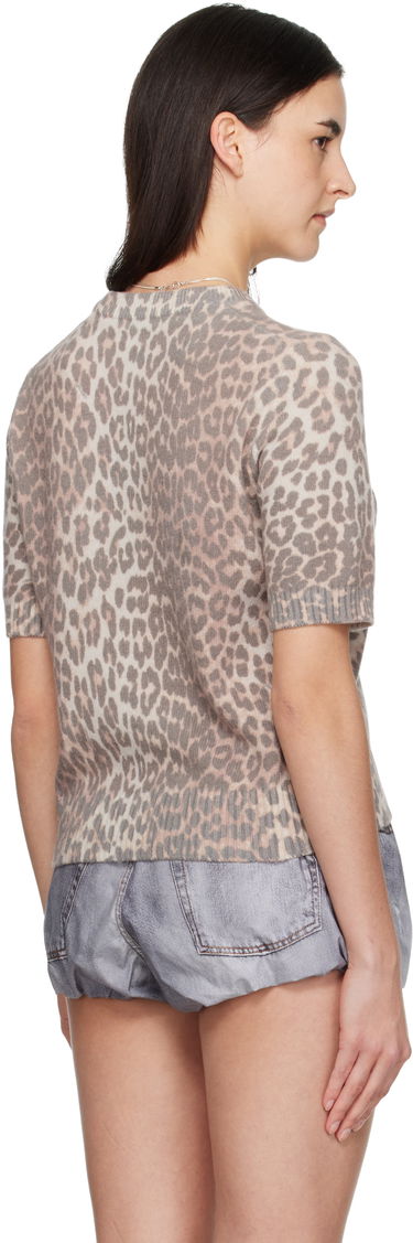 Тениска GANNI GANNI Leopard Print Short-Sleeve Knit Graphic T-shirt Многоцветен | K2500, 2