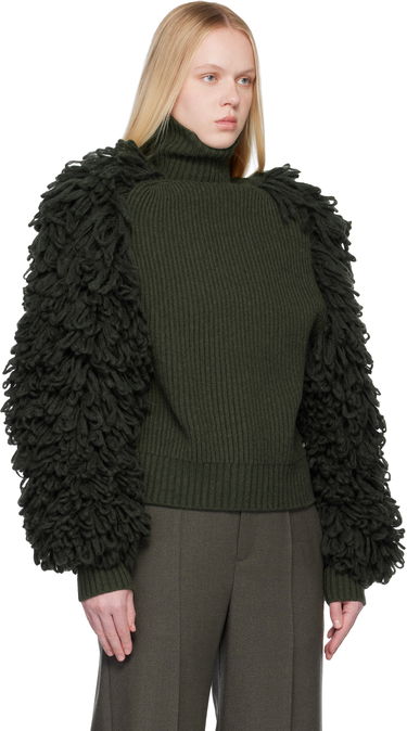 Пуловер Jean Paul Gaultier 'The Loop-Stitch' Ribbed Knit Turtleneck Sweater with Loopy Sleeves Зелено | 25/04-W-PO033-K009-38, 1