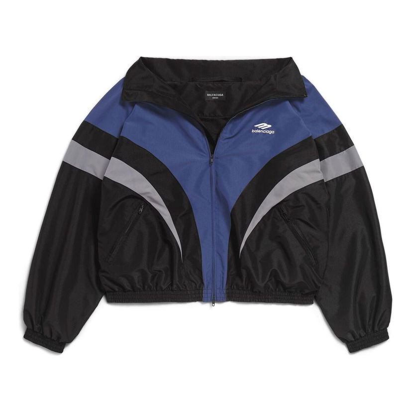 Ветровка Balenciaga 3B Sports Icon Off Shoulder Track Jacket Синьо | 790756TMO101000