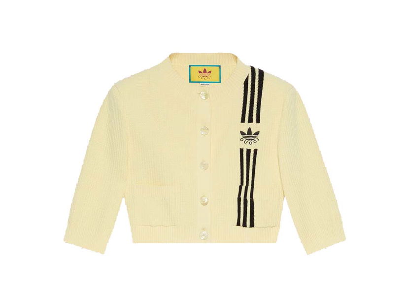 Пуловер Gucci adidas x Cropped Cardigan Yellow Жълто | 693785 XKCDQ 7467