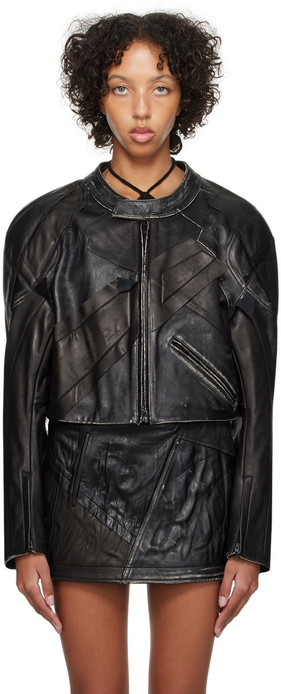 Яке Acne Studios Patchwork Leather Jacket Черно | A70152-, 0
