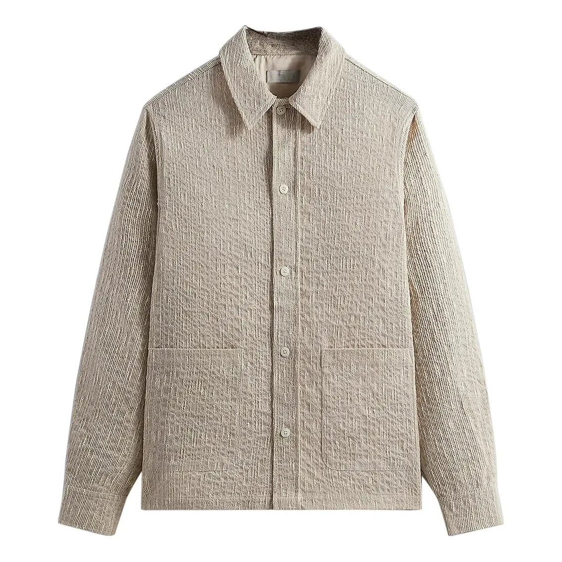 Риза KITH KITH Slub Boucle Boxy Collared Overshirt Бежово | KHM031816-210, 0
