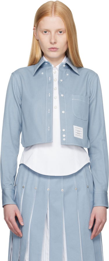 Риза Thom Browne Thom Browne Classic Cropped Long Sleeve Shirt Синьо | FLL183A-F0991, 0