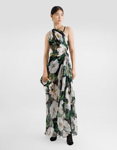 Pокля Dolce & Gabbana Dolce & Gabbana One-Shoulder Gardenia-Print Chiffon Dress Зелено | F6TLHTIS1XDHN5JB, 1