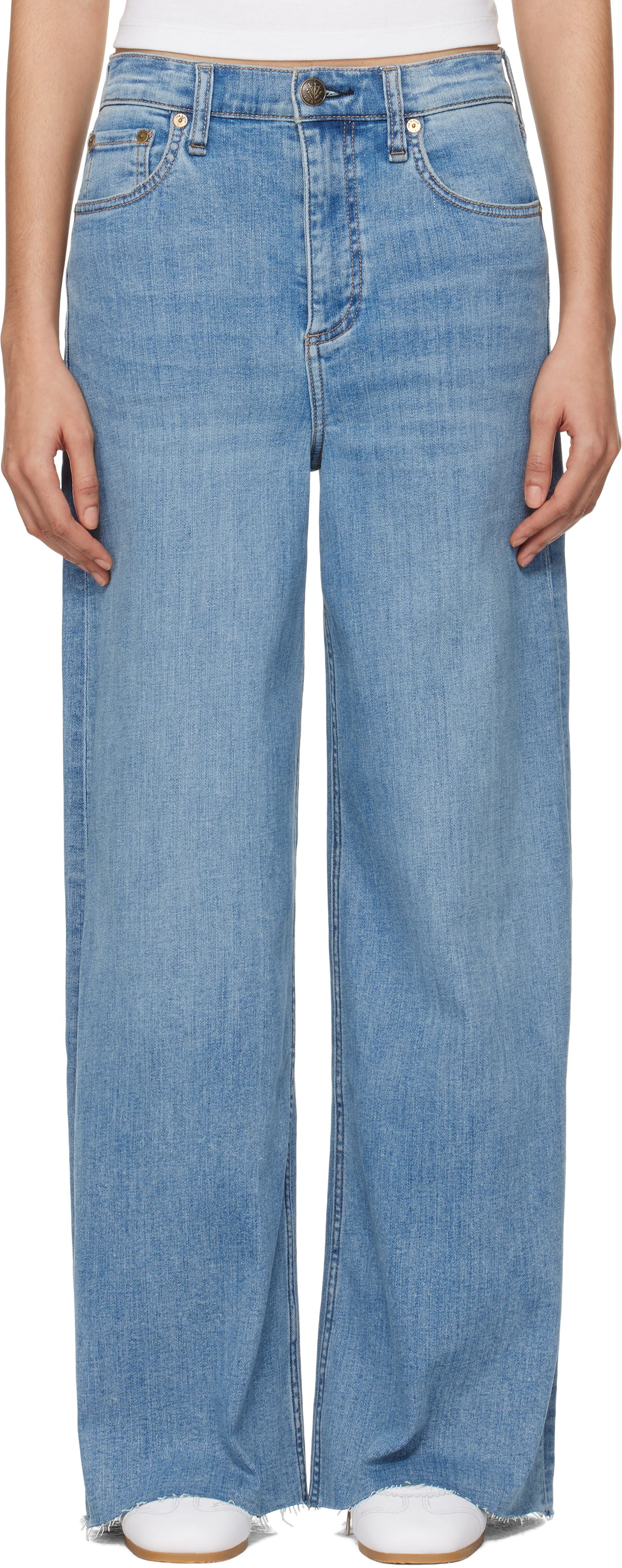 Дънки rag & bone rag & bone 'The Sofie' High-Rise Ultra Wide Ankle Jeans Синьо | WDD24F3000FUMO, 0