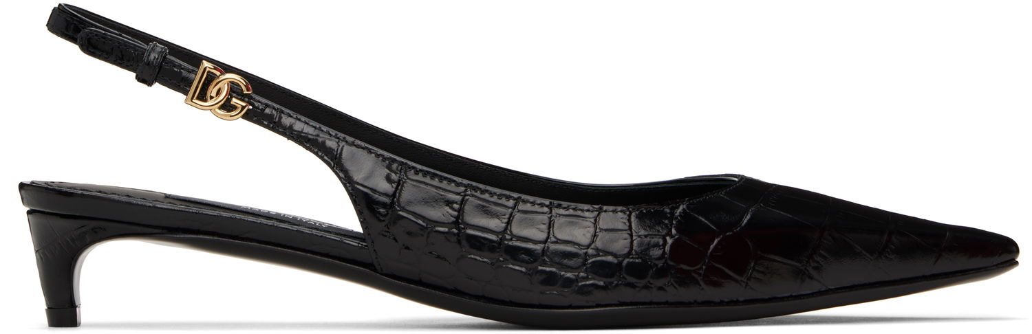 Кецове и обувки Dolce & Gabbana Calfskin Slingback Heels Черно | CG0804 A5491, 0