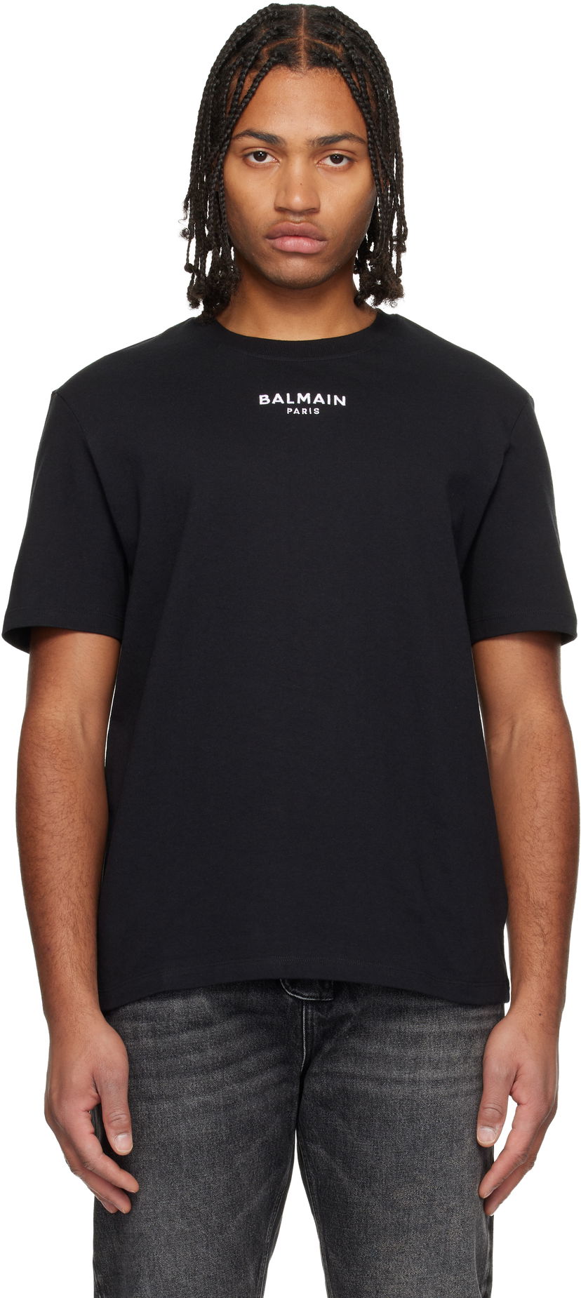 Тениска Balmain Embroidered 'Balmain Paris' T-shirt Черно | FH0EG000BD18