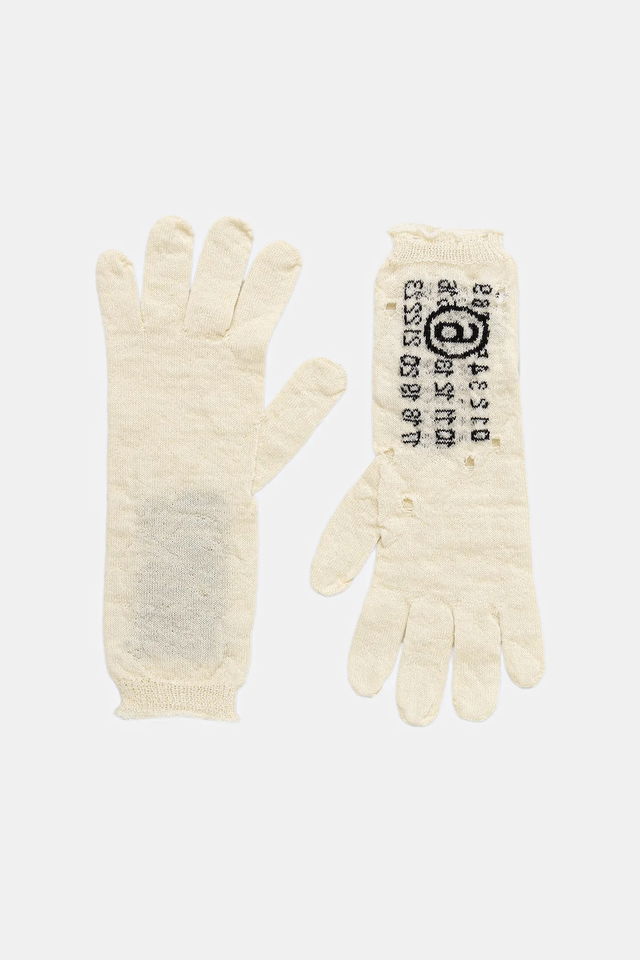 Distressed Woolen Knitted Gloves with Numerical Label