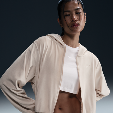 Суитчър Nike Nike Sportswear Chill Knit Velvet Full-Zip Hoodie Бежово | HJ0954-104, 1