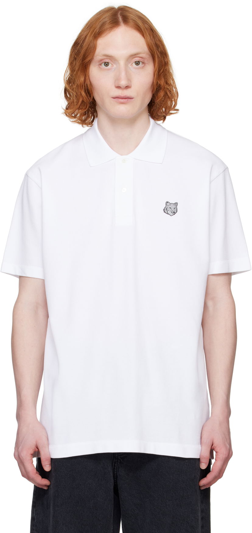 Поло тениска MAISON KITSUNÉ Bold Fox Head Patch Comfort Polo Бяло | MM00207KJ7010