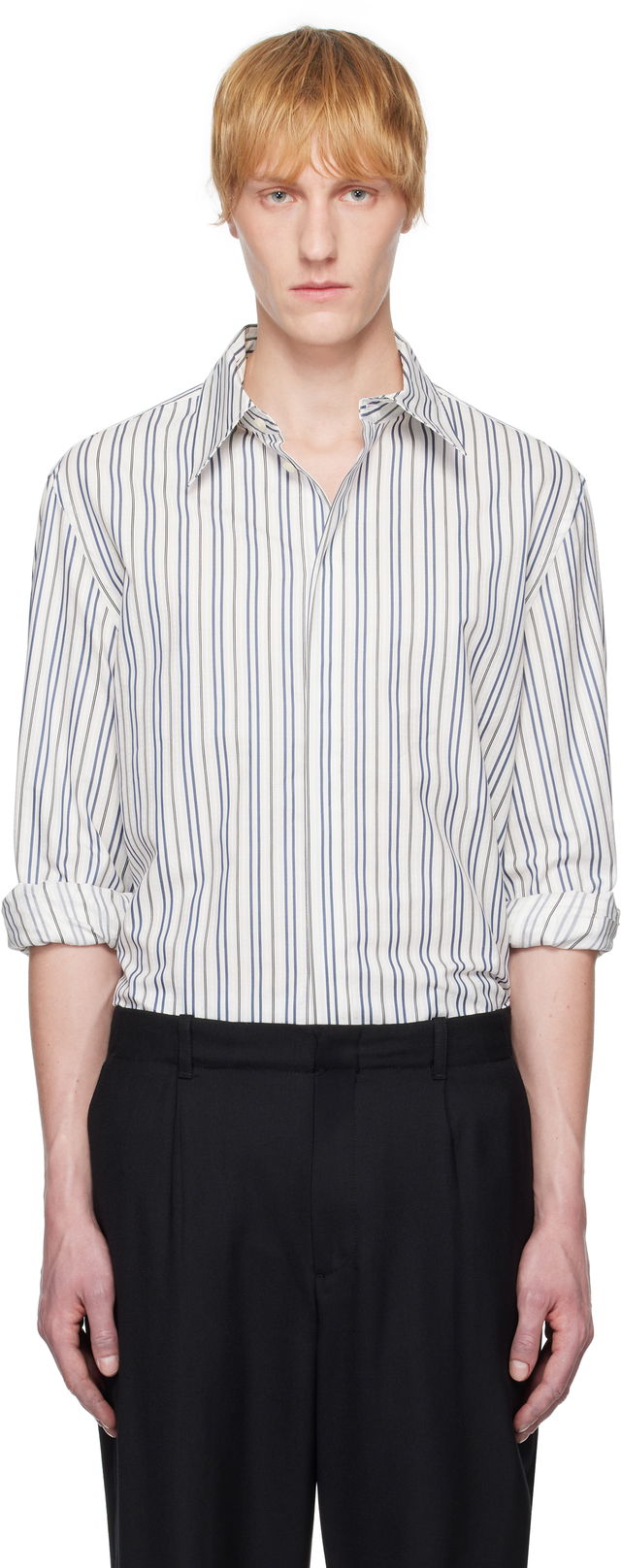 Serre Regenerated Striped Poplin Button Up Shirt