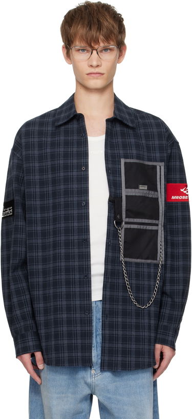 Риза Martine Rose Martine Rose Wallet Check Shirt Тъмно синьо | 477WS32527, 0