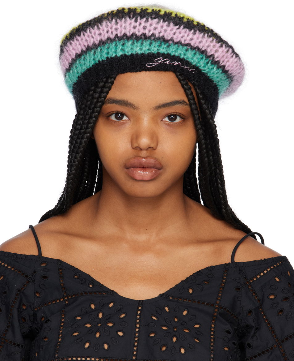 Барета GANNI GANNI Knitted Striped Beret Многоцветен | A4715, 0