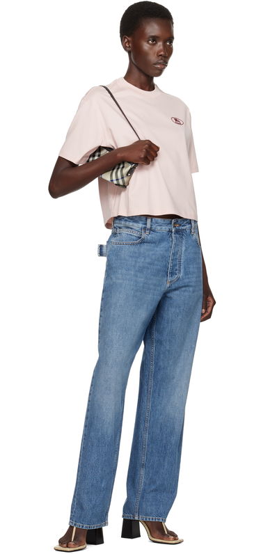 Съкратен топ Burberry Burberry Cropped Cotton T-Shirt Розово | 8110083, 3
