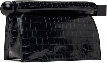 Дамска чанта Jacquemus Jacquemus 'The Rond Carré' Crocodile-Embossed Clutch Черно | 25E233BA356-4301, 1
