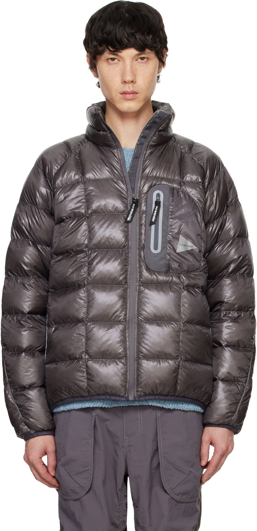 Пухо яке and wander Diamond Stitch Down Jacket Сиво | 5744231106