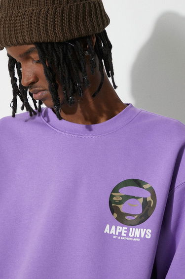 Суитчър AAPE by A Bathing Ape AAPE Loose Fit Crewneck Back X-Bone Sweatshirt Лилаво | ASWA324, 5