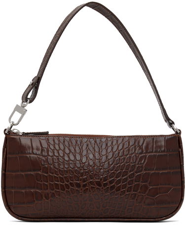 Чанта през рамо BY FAR Crocodile Embossed Leather Shoulder Bag Кафяво | 18FWRCLSNEDMED, 0
