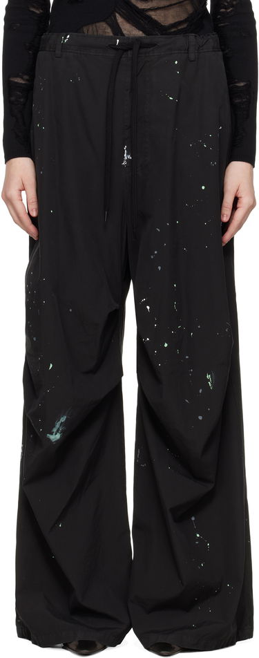 Карго панталони Maison Margiela MM6 Maison Margiela Light Cotton Poplin Wide Leg Trousers with Paint Splatter Черно | S62KB0240 M35458, 0