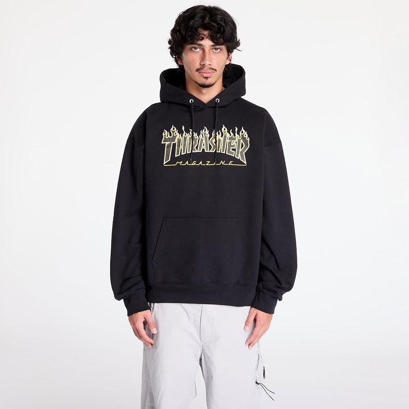 Суитчър Thrasher Sweatshirt Flame Hoodie Black/ Yellow XL Черно | 145367