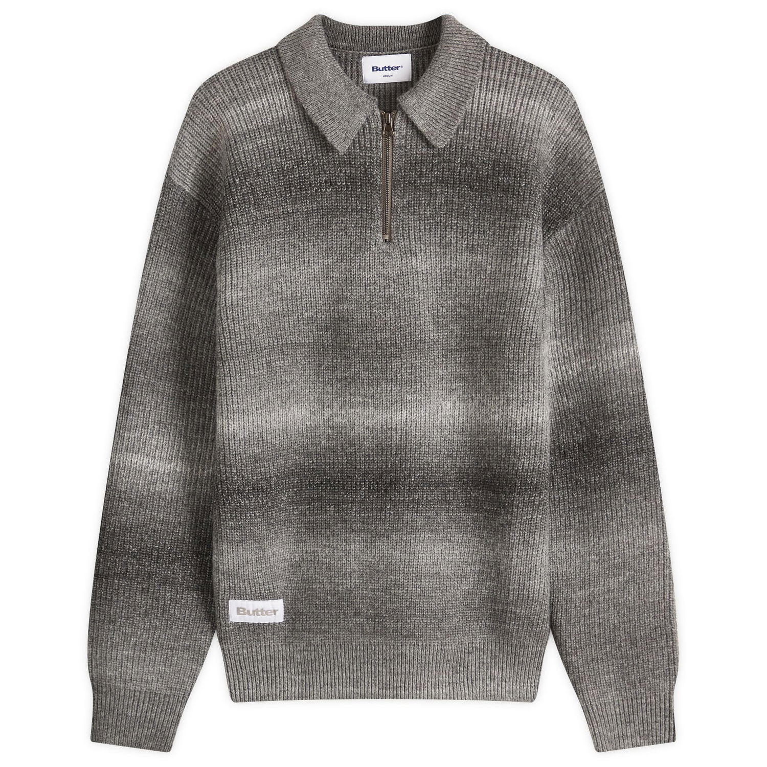Пуловер Butter Goods Beams 1/4 Zip Knit Polo Сиво | BG251300-BLK, 1