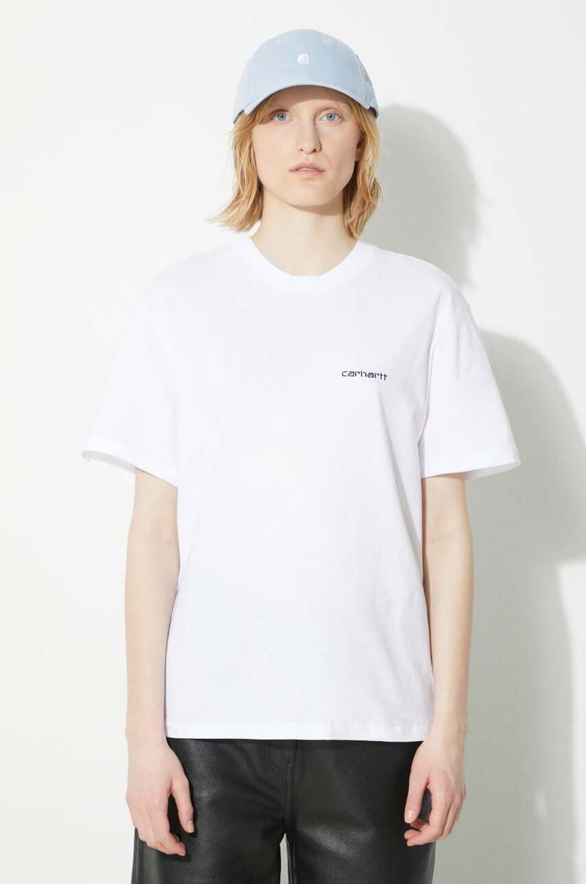 Тениска Carhartt WIP Short Sleeve Script Embroidery T-Shirt Бяло | I032293.00AXX