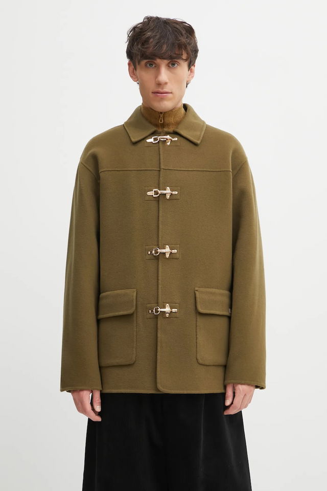 Wool Blend Caban Jacket with Metallic Toggle Fasteners