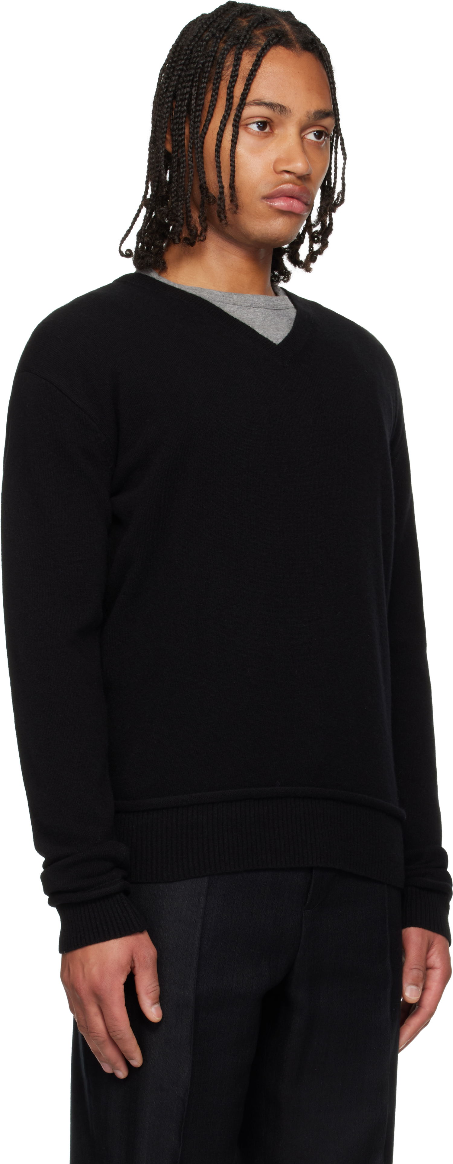 Пуловер OUR LEGACY Parallel V-Neck Sweater Черно | M4253PBC, 1