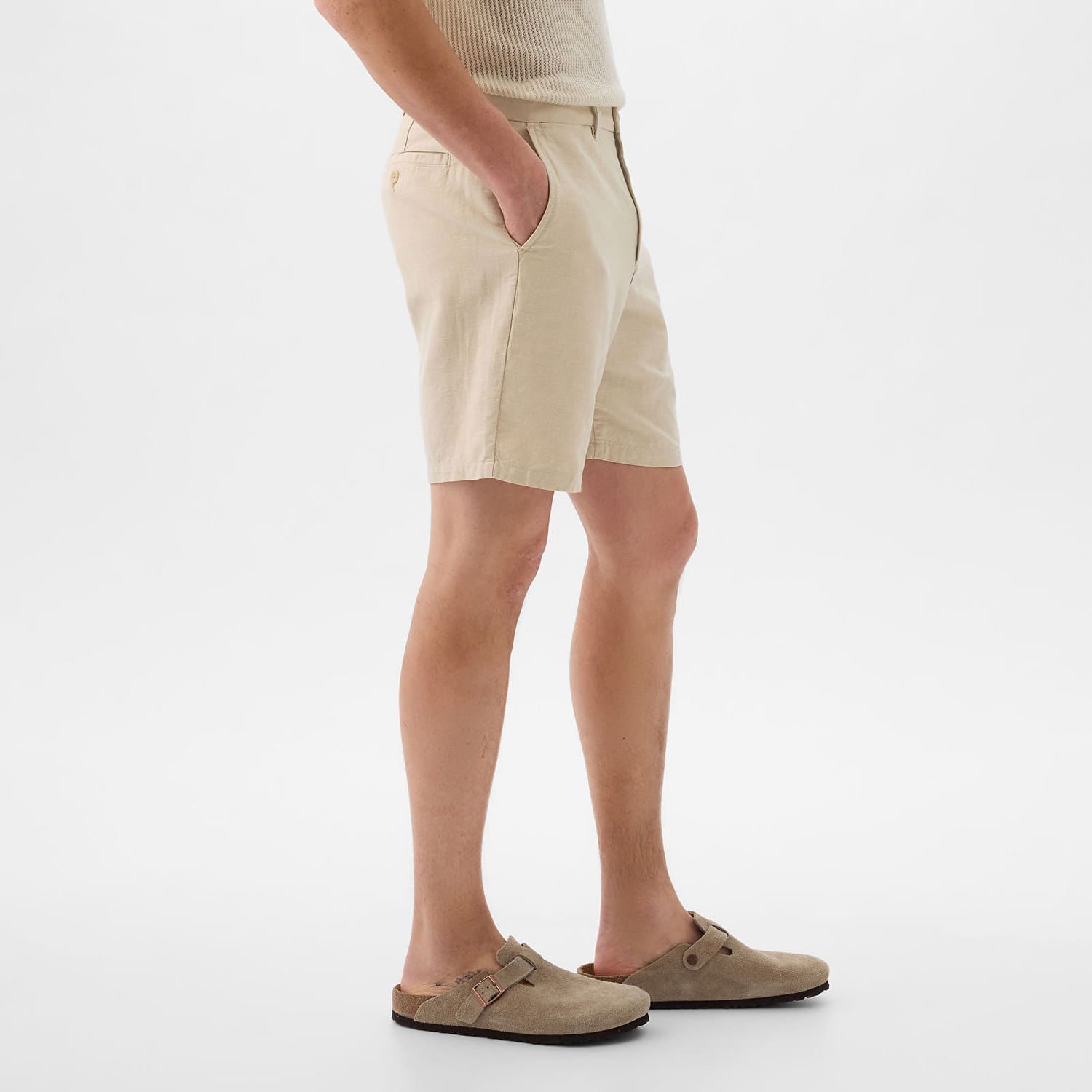 Къси панталони GAP Linen Fixed Waist Short Oatmeal Бежово | 870594-00, 1
