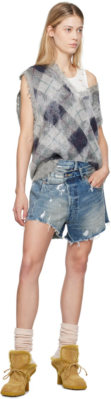 Пуловер R13 R13 Oversized Argyle Vest Сиво | R13WY244-Y058B, 3