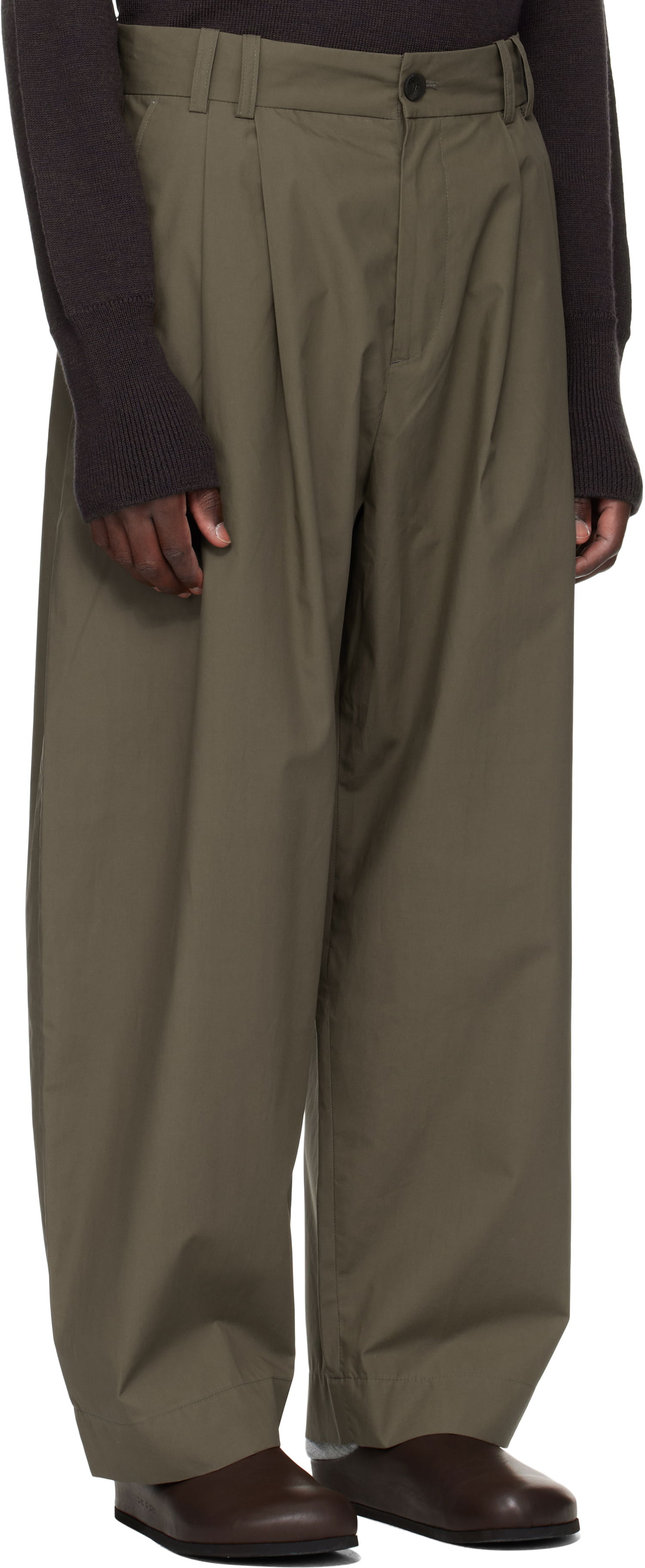 Панталони Studio Nicholson Studio Nicholson Yale Pleated Trousers Зелено | YALE SNM - 788, 1