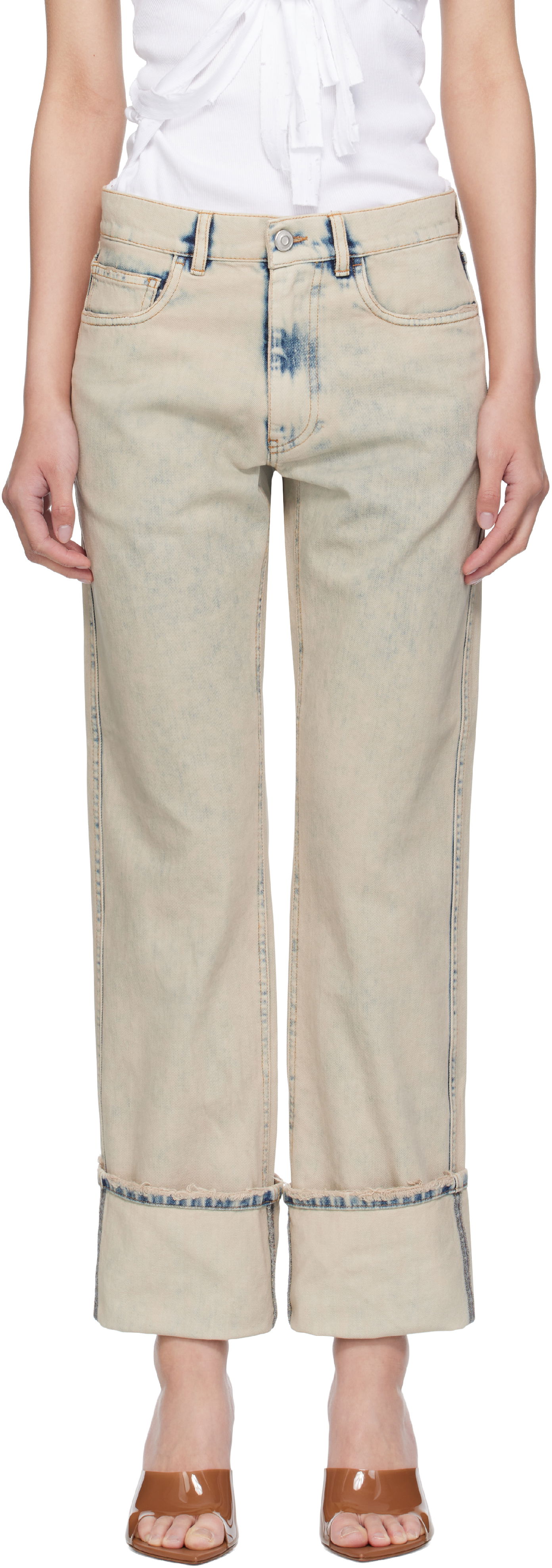 Дънки Coperni Coperni Boyfriend Jeans Бежово | COPP122F2035, 0