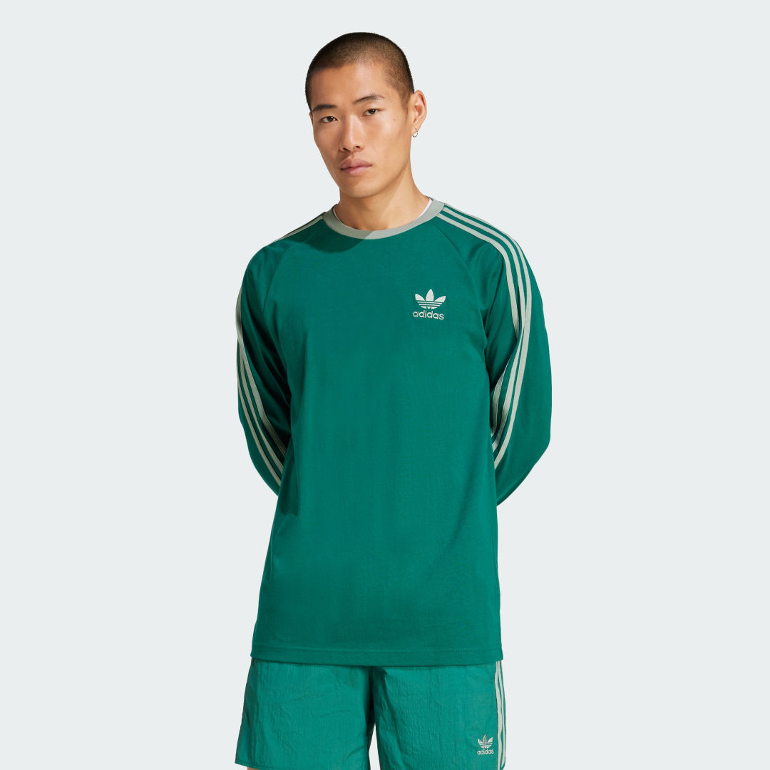 Фланелка adidas Performance Classics 3-Stripes Long Sleeve Tee Зелено | JD0540, 0