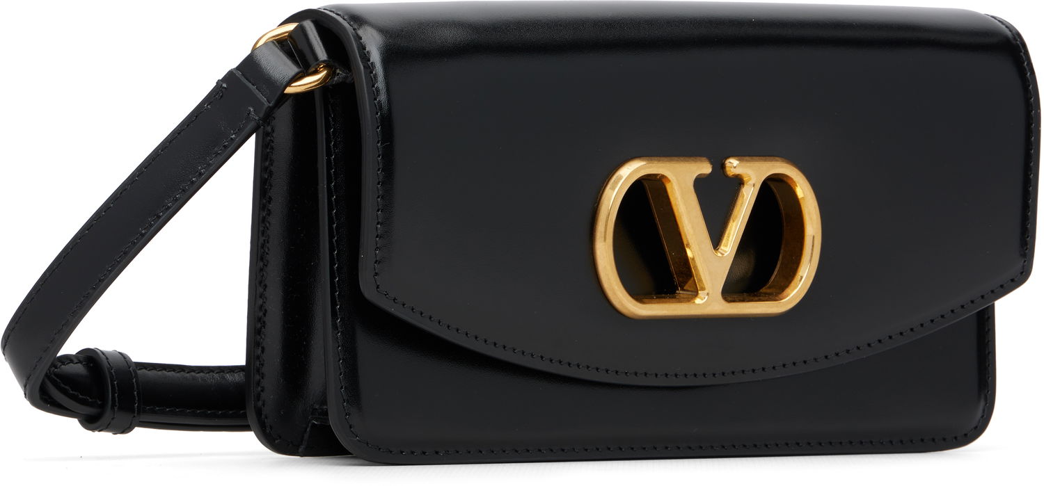 Чанта през рамо Valentino Small Vain Polished Leather Bag Черно | 7W2B0R71GCB, 1