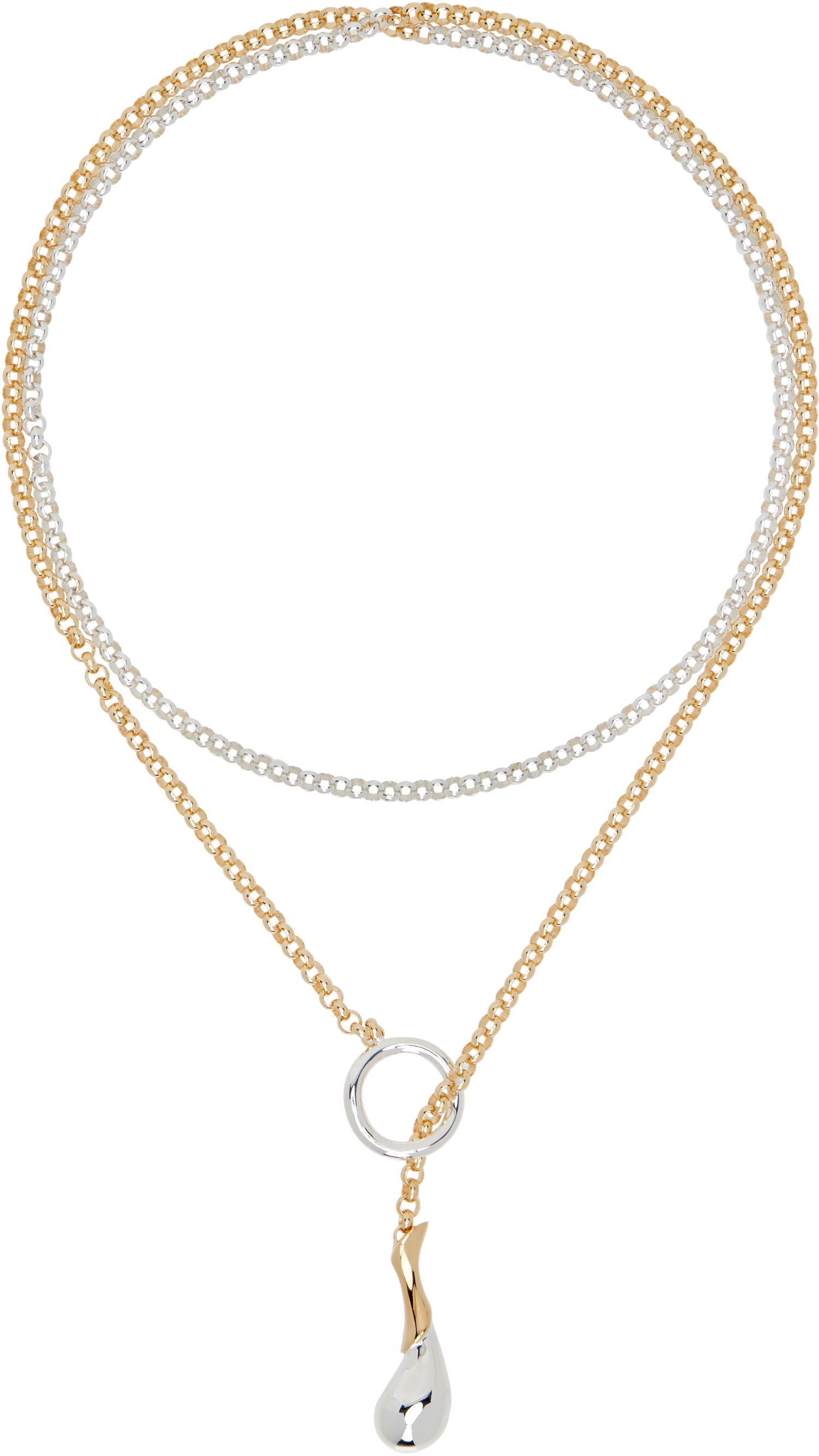 Колие Bottega Veneta Bottega Veneta Two-Tone Drop Chain Necklace Металик | 838143 V507D, 0