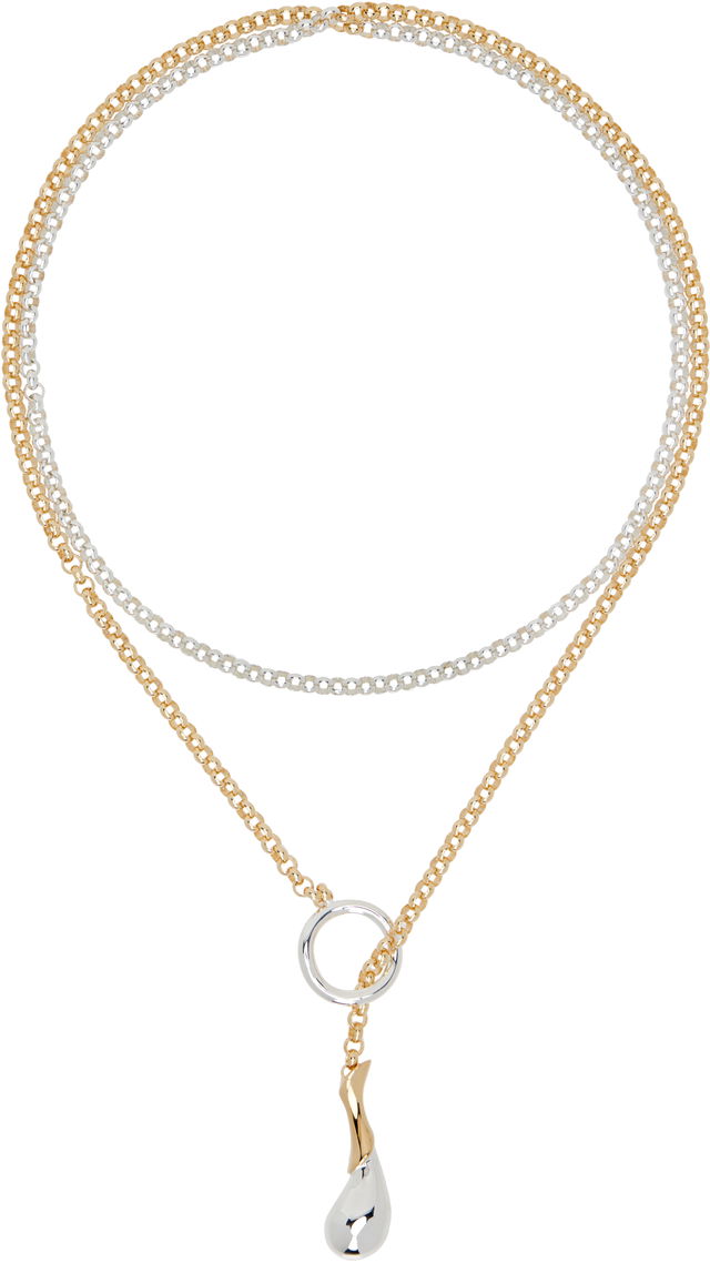 Bottega Veneta Two-Tone Drop Chain Necklace